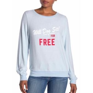 Wildfox Dog Sitter Blue Women Pullover Sweater SMALL BRAND NEW